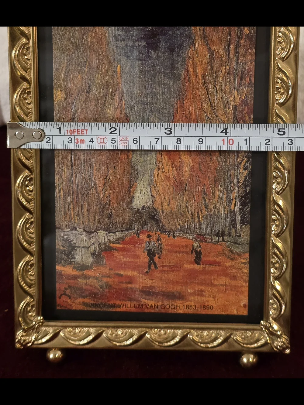 Vintage Ornate Brass 5x7 Footed Picture Frame Van Gogh Les Alyscamps Art Print